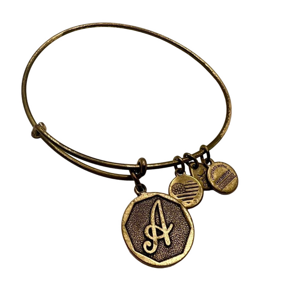 🍭4/$20 Alex and Ani A Initial Charm Expandable Bracelet - Picture 1 of 3